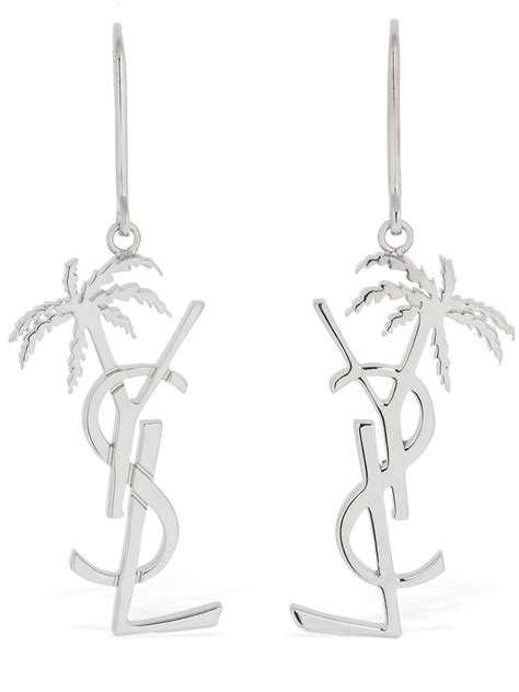 ysl palm tree earrings|st laurent silver monogram earrings.